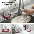 MicoYang Silicone Bathroom Soap Dishes with Drain Spout-Bathroom and Kitchen Sink Organizer,Sponge Holder,Dish Soap Tray,Perfect for Dispenser,Scrubber,Bottle,Cup on Sink or Counter-Red 4.9"×3.2"
