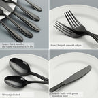 Black Silverware Set, 60-Piece Stainless Steel Flatware for 12, Heavy-Duty 18/0 Stainless Steel Utensils,Mirror Polished Dishwasher Safe for Home & Kitchen Dining