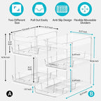 Delamu 2 Sets of 3-Tier Bathroom Under Sink Organizers and Storage, Multi-Purpose Stackable Pantry Organization and Storage, Pull Out Clear Kitchen Bathroom Cabinet Organizer with Movable Dividers | Storage, Multi-Purpose, Stackable, Pantry Organizatio...