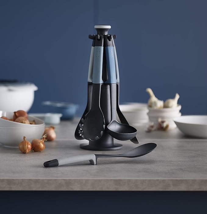 Joseph Joseph Elevate Carousel Nylon Kitchen Utensil Set with Rotating Storage Stand, 6-piece, Sky