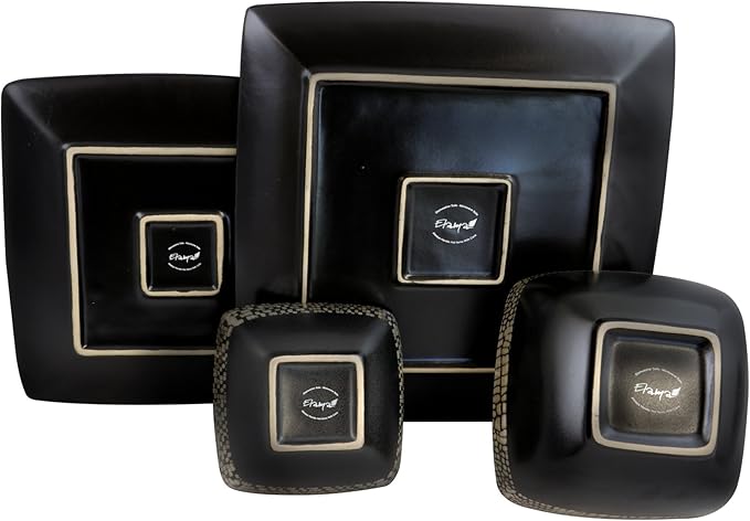 Elama’s Naina 16 Piece Double Bowl Stoneware Dinnerware Set