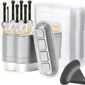 Mini Loaf Baking Pans with Lids And Spoons (100 Pack, 6.8oz) Rectangle Aluminum Foil Baking Pans Tins Containers - Cupcake Containers Wrappers Cheesecake Creme Brulee Ramekins