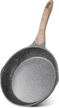 JEETEE 11 inch Nonstick Frying Pan Granite Stone Coating Cookware, Nonstick Omelette Skillet with Soft Touch Handle, All Stove Induction Compatible (Gray)