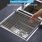Seropy Extra Large 20.5"x13.7" Roll Up Dish Drying Rack Over The Sink Dish Drainer for Kitchen Counter, Sink Drying Rack Drying Mat Folding Rack Kitchen Sink Organizer Home Essentials