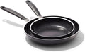 OXO Non-Stick Every Day Frying Pan Set, BPA-Free Comfort Grip Silicone Handles, Dishwasher & Oven Safe, PFAS-Free Ceramic Skillets, Black, 8” & 10”
