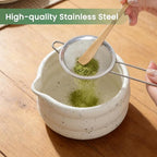 Matcha Whisk Set 8Pcs, Ceramic Japanese Tea Handmade Speckled Bowl Kit, Ceremony Starter Making Gifts, Boho Complete Fellow Matcha Tools Accessories with Spout Spoon Chasen Holder Sifter Tea Cloth