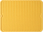 MicoYang Silicone Dish Drying Mat for Multiple Usage,Easy clean,Eco-friendly,Heat-resistant Silicone Mat for Kitchen Counter or Sink,Refrigerator or drawer liner Yellow L 16 inches x 12 inches