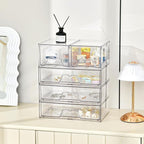 Stebopum 6 Pack Stackable Storage Drawers Clear Acrylic Organizer Makeup Bathroom Organizer and Storage Bins for Beauty Supplies,Ideal for Vanity, Bathroom,Pantry Organization