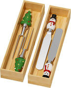 Bamboo Drawer Organizer, Narrow Stackable Cutlery Tray for Kitchen, 2 Pcs Silverware & Utensil Box, 12" x 3" x 2" (Outer), 11.3" x 2.3" x 1.77" (Inner)