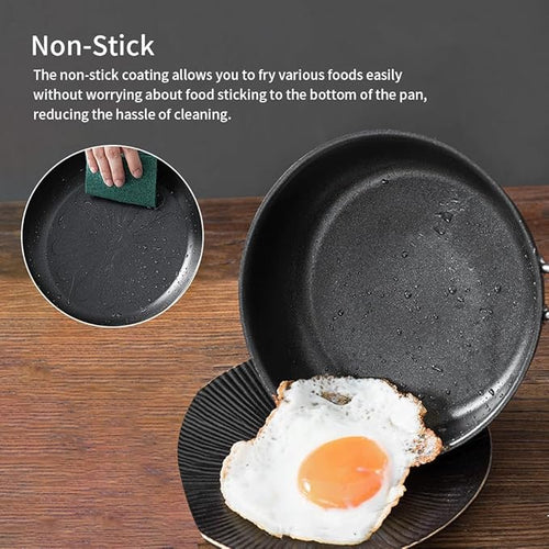 4.92 Inch Non Stick Omelette Mini Frying Pan for One Egg, Easy Clean Round Small Pan with Ergonomic Handle, Stainless Steel Heat Resista-nt Non Stick Pot for Single Eggs Pancakes