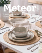 Famiware Meteor Plates and Bowls Sets, 18-Piece Stoneware Dinnerware Sets, Dishes Set for 6, Microwave and Dishwasher Safe Tableware, Matcha Green