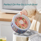 vancasso 36 oz Ceramic Bowls with Lids Set of 4, 6 Inch Food Storage Containers & Prep Bowls for Leftovers, Soup, Cereal, Meal Prep, Office Lunch, Microwave & Dishwasher Safe, Series SIMI