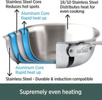 All-Clad D5 5-Ply Brushed Stainless Steel Fry Pan 10 Inch Induction Oven Broiler Safe 600F Pots and Pans, Cookware Silver