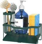 Fssvcd Maifan Sink Caddy Sponge Holder for Kitchen with Brush Holder and Stainless Steel Self Drain Tray, Rustproof Kitchen Sink Organizer for Sponge, Soap Dispenser Storage Accessories Dark Green