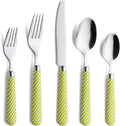 ANNOVA Silverware Set Stainless Steel Colorful Tableware Kitchen Flatware Set Utensils, Includes Dinner Knives, Forks, Spoons, Salad Forks & Dessert Spoons (Light Green, 20 Pieces)