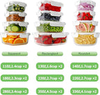 HOMBERKING 24pc Glass Food Storage Containers with Lids, Glass Meal Prep Containers with Leak Proof Snap Lock Lids, Airtight Bento Lunch Boxes, Kitchen Storage (12 lids & 12 Containers) - White