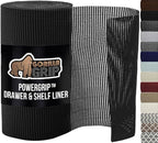 GORILLA GRIP powerGRIP Drawer Shelf and Cabinet Liner, Thick Strong Hold, Non-Adhesive Liners Protect Kitchen Cabinets and Cupboard, Bathroom Drawers, Easy Install, Breathable Mat, 24" x30', Black
