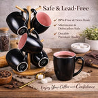 GBhome 12oz Coffee Mugs Set of 6, Large Ceramic Coffee Mugs for Man, Woman, Dad, Mom, Modern Coffee Mugs Set with handle for Tea/Latte/Cappuccino/Milk/Cocoa. Dishwasher&Microwave Safe,Pink