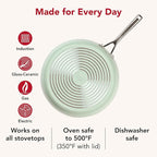 KitchenAid Hard Anodized Ceramic Induction Nonstick Cookware Frying Pan/Skillet with Lid, Dishwasher Safe, 12.25 Inch Non Stick Fry Pan with Stainless Steel Handle - Pistachio