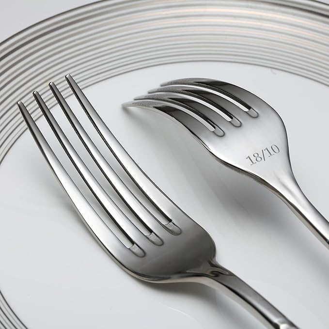 Premium 45 Piece Hammered Silverware Set with Smooth Edge, 18/10 Stainless Steel, Service for 8, Fine Flatware Set, Dishwaser Safe(45)