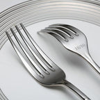 Premium 45 Piece Hammered Silverware Set with Smooth Edge, 18/10 Stainless Steel, Service for 8, Fine Flatware Set, Dishwaser Safe(45)