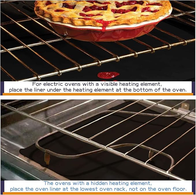 Oven Liners Mat for Bottom of Oven, 3 Pack Large Reusable Teflon for Bottom of Electric Oven Gas Oven Toaster Oven Microwave Stove Grill, 100% Non-Stick, BPA and PFOA Free, 23.62x15.75 in