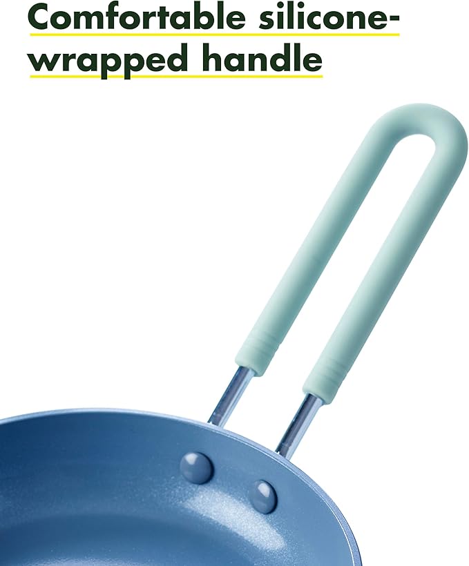 GreenPan Mini Healthy Ceramic Nonstick, 5" Round Egg Pan, PFAS-Free, Dishwasher Safe, Stay Cool Handle, Mint Green