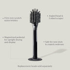 Curio Home Goods Ionic Dish Brush, Magnetized to Stand Upright, Stainless Steel with Replaceable Head, Onyx/Black