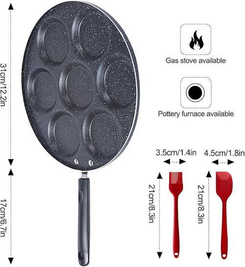 7 Cup Egg Frying Pan,Mini Pancake Maker,Aluminum Non Stick Fried Eggs Cooking Pan Burger Mold Kitchen Cookware Household Tool for Home Breakfast