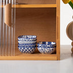 Square Dipping Bowls Set - Mini 2.6 OZ Ceramic Soy Sauce Dishes - 3 inch Small Bowls for Charcuterie, Condiments, Side Dish BBQ, Ramekins Pinch Bowls for Kitchen Prep - Set of 6 - Vintage Blue