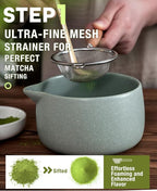 20OZ Matcha Whisk Set - 5PCS Chasen Set Includes Matcha Bowl with Spout, Bamboo Whisk with Ceramic Holder, Macha Scoop and Sifter, Matcha Kit for Ceremony, Gift for Matcha Lovers (Pale Gray-Green)