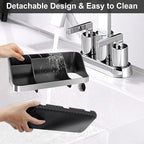 GFWARE Black Toothbrush Holder - 7 Slots Bathroom Organizer Countertop with Drainage Matte Black Electric Toothbrush and Toothpaste Holder for Bathroom Accessories Sink Storage