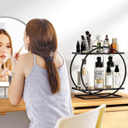 Perfume Organizer for Dresser, Black Bathroom Counter Organizer, 2 Tier Vanity Makeup Organizer, Bathroom Organizer and Storage for Skincare Cosmetic Perfume Display Stand for Bedroom Decor