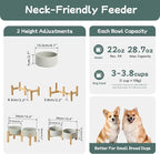 Havniva Ceramic Raised Double Bowls Set with Stand, 2 Heights Elevated, Food & Water Bowls for Small Breed Dogs, Weighted Dog Dishes, Pet Bowl(6.1'',28.7oz, Grey)