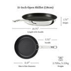 Hestan ProBond Luxe TITUM Nonstick Skillet, 11-Inch Professional Clad Stainless Steel, ProCore Tri-Ply Clad Construction, Polished Exterior, Induction & Oven Safe