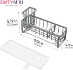 SWTYMIKI Sponge Holder for Kitchen Sink - Sink Caddy with Brush Holder Self-draining Sponge Caddy Organizer with Divider Stainless Steel Kitchen Accessories Storage for Countertop, Gray