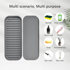 Silicone Sponge Holder - Dish soap Holder for Kitchen Counter 2 Pack, Waterproof Sponge soap Tray for Kitchen Sink Bathroom, Multipurpose Sink Caddy Organizer for soap Dispenser Scrubbers Makeup Gray