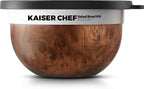 Salad Bowl Kit 74oz,Salad Container For Lunch,18/8 Stainless Steel,Salad Bowl With Lid, Includes 1.7oz Condiment Container and Removable Tray,Leak-Proof, Easy to Clean (Wood)