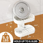 LEVERLOC Soap Dish Holder for Shower, Double Layer Suction Cup Wall Mounte Self Draining Removable Waterproof Strong Suction Bar Soap Holder for Shower, White