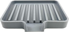 Happitasa Silicone Soap Dish Tray and Sponge Holder with Drain Chute, Pack of 2 | Bathroom and Kitchen Sink Organizer Caddy (Grey, 5.2"x4", 7.2 Ounces)