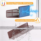 Magnetic Spice Rack for Refrigerator, 4 Pack 100% Metal Strong Magnet Fridge Shelves, Space Saving Spice Organizer, No Drilling Moveable Home Kitchen Laundry Room Storage Organization, Brown