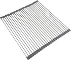 Ahyuan Roll up Dish Drying Rack Over The Sink Kitchen Roll up Sink Drying Rack Portable Dish Drainer Foldable Dish Drying Rack (Warm Gray, 20.5''X19.7'')