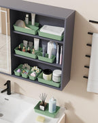 25 PCS Plastic Drawer Organizers Set, 4-Sizes Vanity and Makeup Organizer, Desk and bathroom Drawer Organizer Trays, Organizers and Storage for Makeup, Jewelry, Gadgets, Utensils (Green)