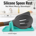 Zulay Kitchen Silicone Utensil Rest with Drip Pad for Multiple Utensils - BPA-Free, Heat-Resistant Spoon Rest & Spoon Holder for Stove Top - Kitchen Utensil Holder for Ladles & Tongs - Aqua