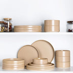 TheTerra Ceramic Dinnerware Sets for 6, 18 Pieces Porcelain Lightweight Plates and Bowls Sets, Scratch Resistant Dish Set, Oven & Microwave & Dishwasher Safe, Ivory Cream