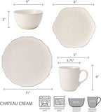 Pfaltzgraff Chateau Cream 16-Piece Stoneware Dinnerware Set, Service for 4, Off White