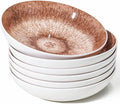 Yeacccng Pasta Bowls Set of 6, 8.7 Inch 39 Oz Colorful Reactive Glaze Ceramic Bowls, Modern Farmhouse Style, Lead-Free Cadmium-Free, Dishwasher Microwave Oven Safe, Scratch-Resistan (Brown)