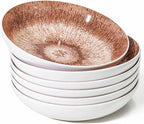 Yeacccng Pasta Bowls Set of 6, 8.7 Inch 39 Oz Colorful Reactive Glaze Ceramic Bowls, Modern Farmhouse Style, Lead-Free Cadmium-Free, Dishwasher Microwave Oven Safe, Scratch-Resistan (Brown)