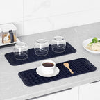 MicoYang Silicone Dish Drying Mat for Multiple Usage,Easy clean,Eco-friendly,Heat-resistant Silicone Mat for Kitchen Counter,Sink,Bar,Bottle,or Cup Navy Blue M 17 inches x 6 inches