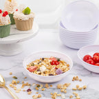 bUCLA 50Pack 12oz White Plastic Bowls - Disposable White Plastic Salsa Bowls Premium Heavy Duty - Ideal for Wedding &Party